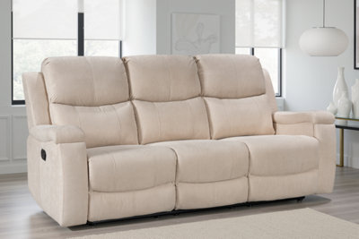 3 Seater Manual Recliner Sofa In Beige Fabric - image 1