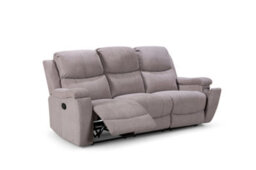 3 Seater Manual Recliner Sofa In Beige Fabric - thumbnail 2