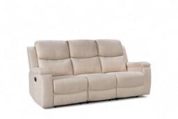 3 Seater Manual Recliner Sofa In Beige Fabric - thumbnail 5