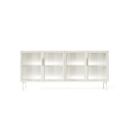 Arte Lumi Display Sideboard Cabinet 181 Cm In Cashmere - Illuminated Glass Showcase With Modern Black Frame - thumbnail 4