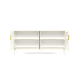 Arte Lumi Display Sideboard Cabinet 181 Cm In Cashmere - Illuminated Glass Showcase With Modern Black Frame - thumbnail 5