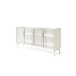 Arte Lumi Display Sideboard Cabinet 181 Cm In Cashmere - Illuminated Glass Showcase With Modern Black Frame - thumbnail 2