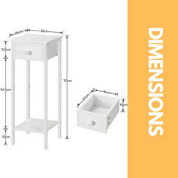 Rafaelo Mobilia Set Of 2 Tall Bedside Nightstand Tables - thumbnail 8