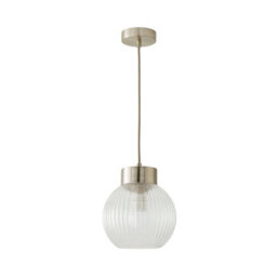 Valuelights Maddison Ribbed Glass Shade Brushed Chrome Capped Ceiling Pendant Light And Bulb - thumbnail 6