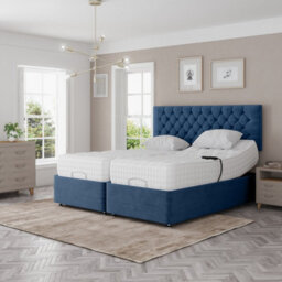 Madison Electric Adjustable Bed Set Fabric Pocket Sprung Mattress Chesterfield Headboard - thumbnail 1