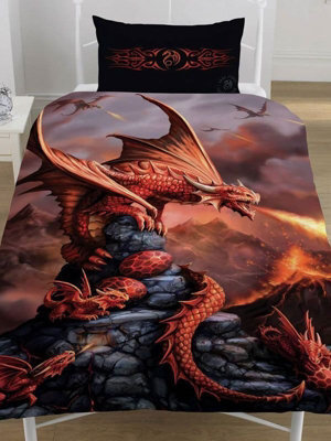 Anne Stokes Fire Dragon Single Duvet Cover And Pillowcase Set - image 1