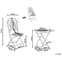 Beliani Garden Dining Set 4 Seater Bivio Folding Metal Off-White - thumbnail 3