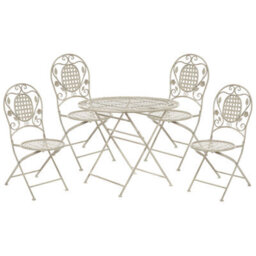 Beliani Garden Dining Set 4 Seater Bivio Folding Metal Off-White - thumbnail 1