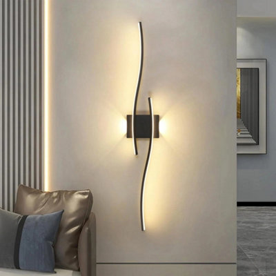 27W Modern Led Wall Lamp 3000K Curved Design Wall Light Black Living Room 89Cm