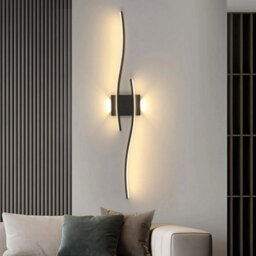 27W Modern Led Wall Lamp 3000K Curved Design Wall Light Black Living Room 89Cm - thumbnail 5