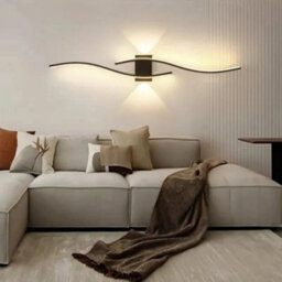 27W Modern Led Wall Lamp 3000K Curved Design Wall Light Black Living Room 89Cm - thumbnail 3