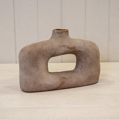 Four Candle Satchville Brown Textured Wide Sculptured Vase - image 1