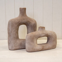 Four Candle Satchville Brown Textured Wide Sculptured Vase - thumbnail 2