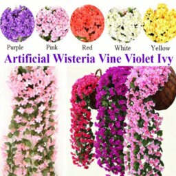 Artificial Fake Hanging Flowers Vine Plant Home Garden Decor Indoor Outdoor Uk - thumbnail 2