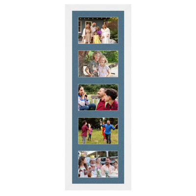 AK Frames 26X8 White Modern Multi Photo Frame With Pompadour Mount - Holds 5 Apertures (5X) 6X4 Photos - image 1