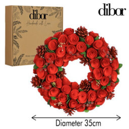 Dibor Traditional Red Crimson Rose Front Door Autumn Wreath Winter Spring Wreath 35Cm - thumbnail 6