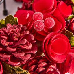 Dibor Traditional Red Crimson Rose Front Door Autumn Wreath Winter Spring Wreath 35Cm - thumbnail 3