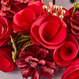 Dibor Traditional Red Crimson Rose Front Door Autumn Wreath Winter Spring Wreath 35Cm - thumbnail 2