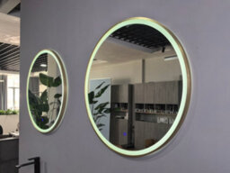 Lumora 800mm Round Brushed Gold Large Led Bathroom Mirror - Front-Lit Tri-Light And Anti-Fog - thumbnail 4
