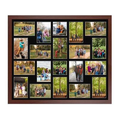 AK Frames 80X70Cm Rose Wood Modern Multi Photo Frame With Black Mount - Holds 20 Apertures (18X) 6X4, (2X) 4X4 Photos - image 1