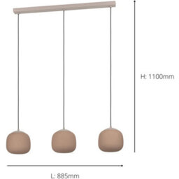 Loops Stylish Modern Taupe Triple Pendant Ceiling Light For Indoor Home Decor - thumbnail 5