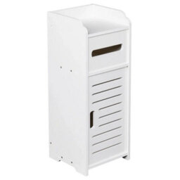 White Waterproof Bathroom Storage Cabinet Free Standing Cabinet Organizer Unit F - thumbnail 1