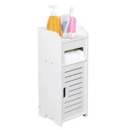 White Waterproof Bathroom Storage Cabinet Free Standing Cabinet Organizer Unit F - thumbnail 3