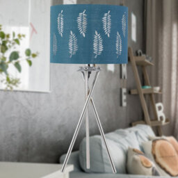 First Choice Lighting Chrome Tripod Table Lamp With Teal Fern Cut Out Shade - thumbnail 4