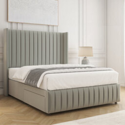Bsspoke Luna Divan Bed Silver Plush Velvet 54Inch Headboard & Footboard No Mattress No Drawers In Single Double King 4Ft 6Ft - thumbnail 2