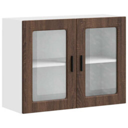 Berkfield Durable Kitchen Wall Cabinet With Glass Door Porto Brown Oak