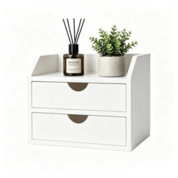 White Desktop Storage Organizer With 2 Drawers - thumbnail 1