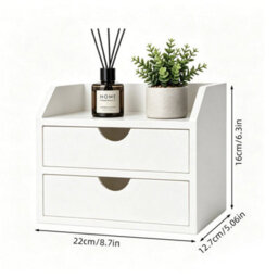 White Desktop Storage Organizer With 2 Drawers - thumbnail 2