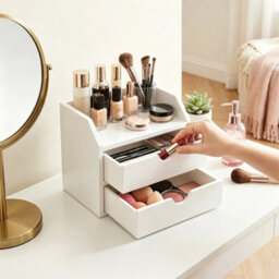 White Desktop Storage Organizer With 2 Drawers - thumbnail 5