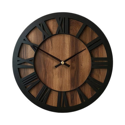 L Vintage Silent Non-Ticking Wooden Large Round Wall Clock For Home Office Kitchen - image 1