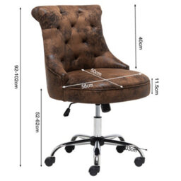 Living And Home Brown Pu Leather Upholstered Swivel Home Ergonomic Chair Office Chair With 5 Castors - thumbnail 5
