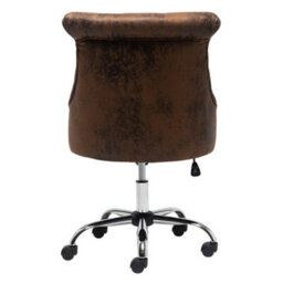 Living And Home Brown Pu Leather Upholstered Swivel Home Ergonomic Chair Office Chair With 5 Castors - thumbnail 4