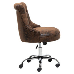 Living And Home Brown Pu Leather Upholstered Swivel Home Ergonomic Chair Office Chair With 5 Castors - thumbnail 3
