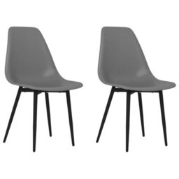 Berkfield Dining Chairs 2 Pcs Grey Pp - thumbnail 2
