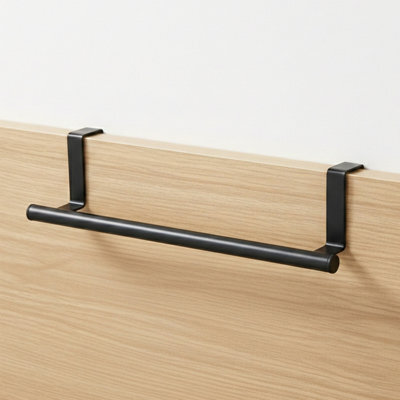 Geezy Black Over Door Hanging Towel Rail Holder Rack Hanger Kitchen Bathroom Cupboard - image 1
