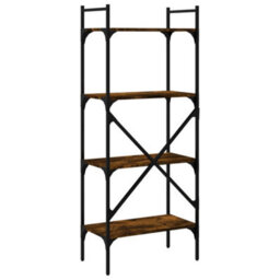 Berkfield Bookcase 4-Tier Smoked Oak 56X31.5X138.5 Cm Engineered Wood - thumbnail 6