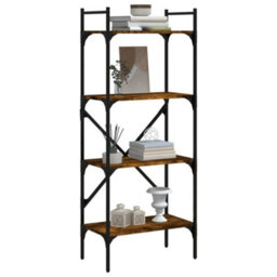 Berkfield Bookcase 4-Tier Smoked Oak 56X31.5X138.5 Cm Engineered Wood - thumbnail 3
