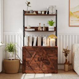 Costway Modern Cat Litter Box Enclosure Hidden Cat Washroom Cabinet-Brown - thumbnail 9