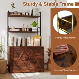 Costway Modern Cat Litter Box Enclosure Hidden Cat Washroom Cabinet-Brown - thumbnail 5