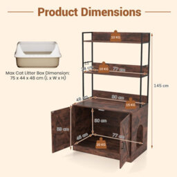 Costway Modern Cat Litter Box Enclosure Hidden Cat Washroom Cabinet-Brown - thumbnail 2