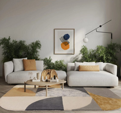 Sunset Abstract Wool Luxurious Handmadmodern Easy To Clean Geometric Dining Room Bedroom And Living Room Rug -160Cm X 230Cm - image 1