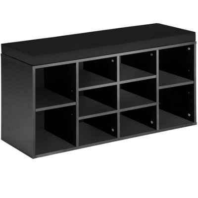 Tectake Shoe Rack - Storage Cabinet For 10 Pairs Of Shoes, Bench With Seat Cushion, 103.5 X 48 X 30 Cm - 103.5 Cm - Black - image 1