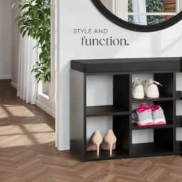 Tectake Shoe Rack - Storage Cabinet For 10 Pairs Of Shoes, Bench With Seat Cushion, 103.5 X 48 X 30 Cm - 103.5 Cm - Black - thumbnail 7