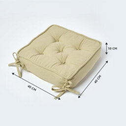 Homescapes Sage Green Cotton Dining Chair Booster Cushion - thumbnail 2