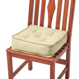 Homescapes Sage Green Cotton Dining Chair Booster Cushion - thumbnail 1