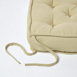 Homescapes Sage Green Cotton Dining Chair Booster Cushion - thumbnail 6